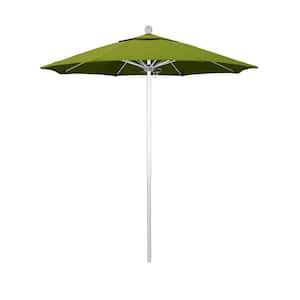 7.5 ft. Silver Aluminum Commercial Market Patio Umbrella with Fiberglass Ribs and Push Lift in Kiwi Olefin