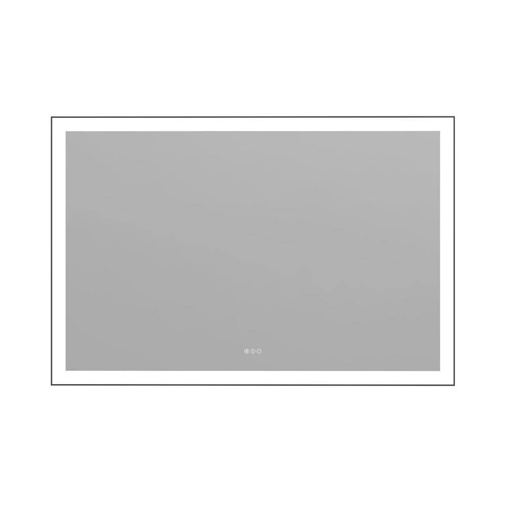 60 in. W x 40 in. H Large Rectangular Framed Anti-Fog Wall-Mounted LED Bathroom Vanity Mirror in Tempered Glass