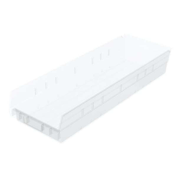 30164 Plastic Storage Shelf Bins, 23 1/2 in. D x 6 1/2 in. W x 4 in. H, Clear, 6-pack