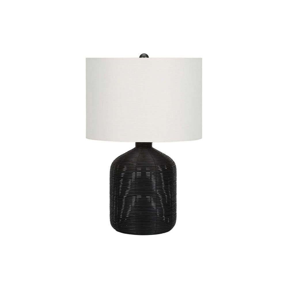 Modern 23 in. H Table Lamp with Beige Shade, Black Rattan price history on PriceWatchPro