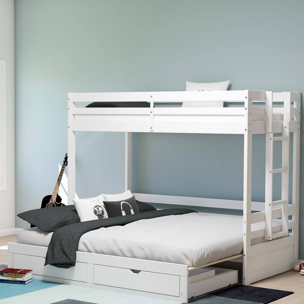Alaterre Furniture Jasper White Twin to King Extending Day Bed with Bunk Bed and Storage Drawers - 3