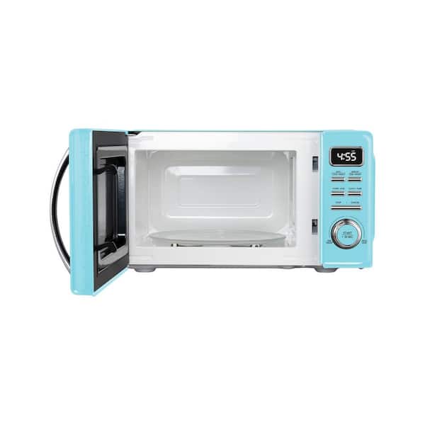 Galanz GLCMKZ07BER07 Retro Countertop Microwave Oven with Auto Cook &  Reheat, Defrost, Quick Start Functions, Easy Clean with Glass Turntable,  Pull
