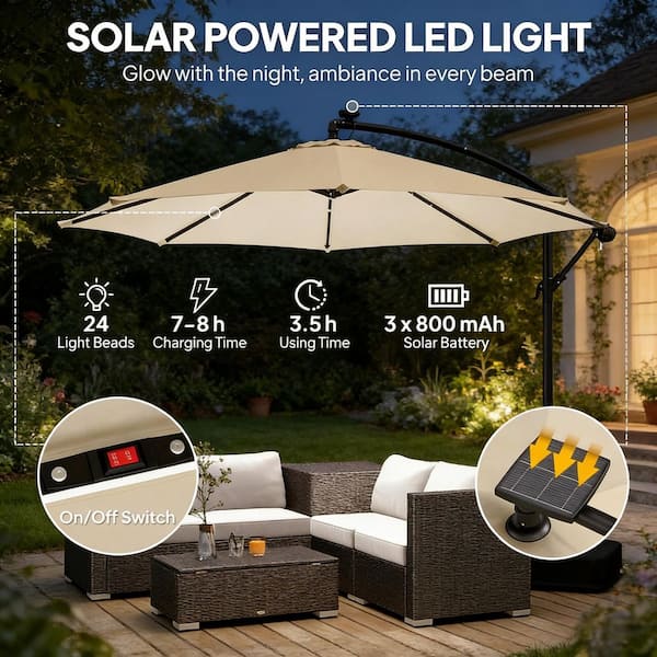 cost plus patio umbrella COSIEST 10FT Solar LED with Crank Lift,8-Rib Aluminum Outdoor Umbrella for Garden/Pool Transform your outdoor area with this stunning 15ft Double Sunvilla striped outdoor umbrella at