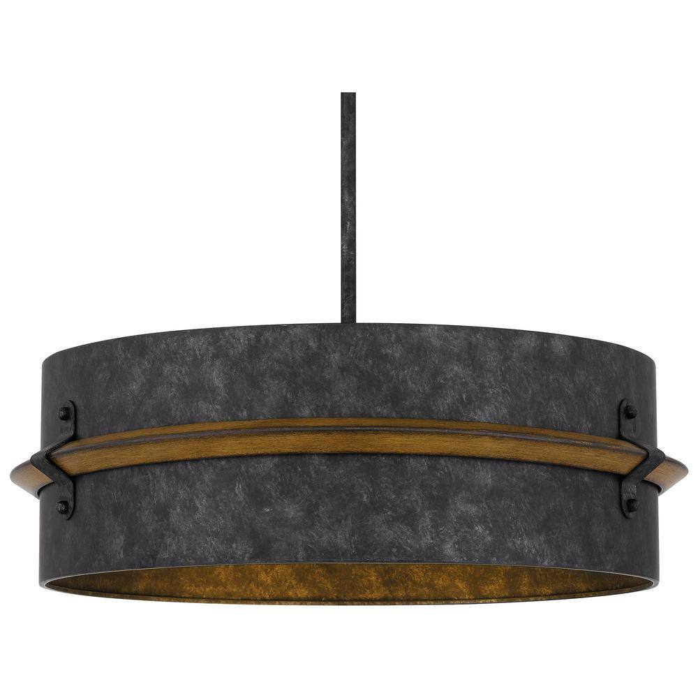 21" Brown Glass Drum Pendant Light for Indoor/Outdoor