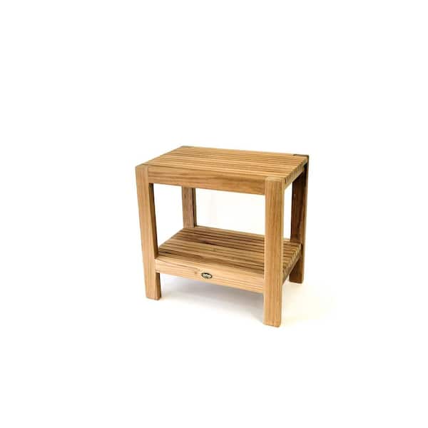 Arb Teak and Specialties Fiji 17.75 in. W x 12.25 in. D x 17.75 in. H Flat Shower Seat with Shelf in Natural Teak