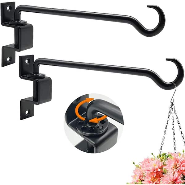 AJART Hanging Plant Bracket for Plant Hangers Outdoor (2 Pieces-12 inches) More Stable and Sturdy Black Plant Hooks