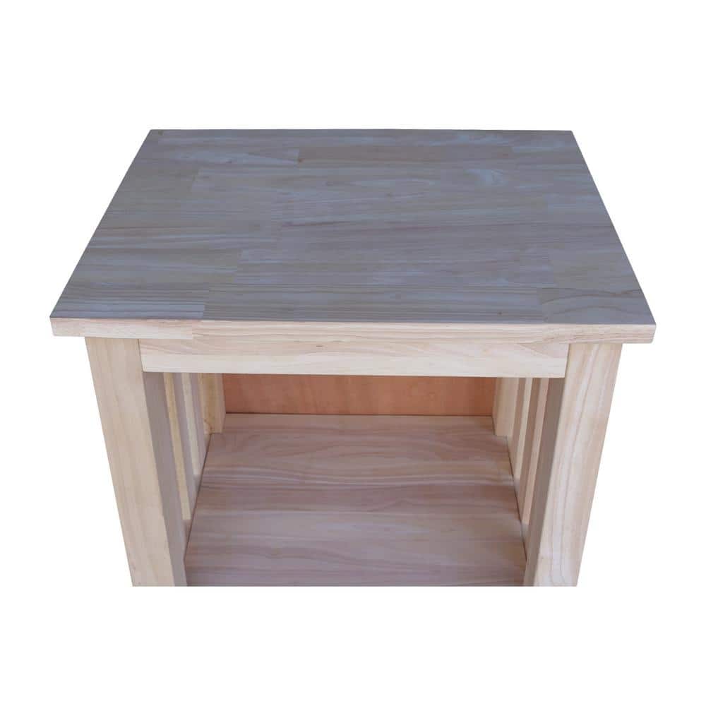 Solid Hardwood Mission-Style End Table with Drawer and Shelf