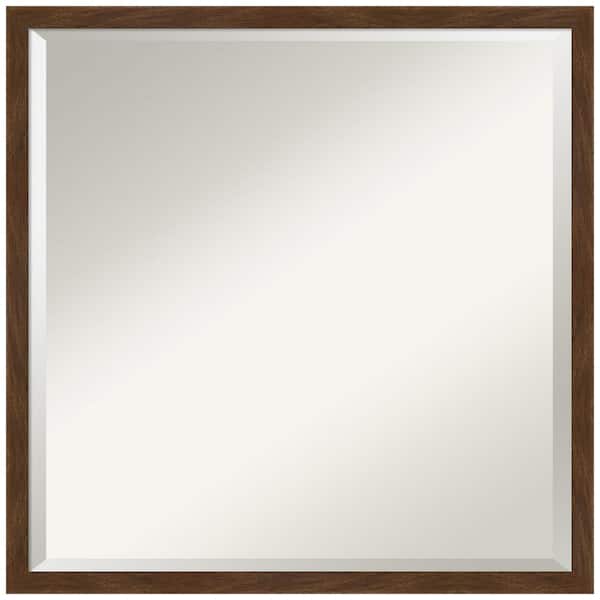 Amanti Art Carlisle 21 in. x 21 in. Rustic Square Framed Brown Narrow Bathroom Vanity Wall Mirror