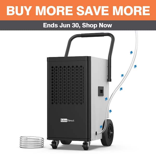 174 pt. 6,000 sq. ft. Buckless Industrial Dehumidifier in White with Drain Hose and Pump for Basement, ETL Ceritified