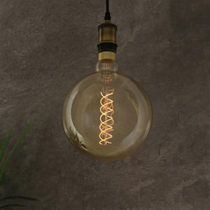 60-Watt Equivalent G63 Dimmable Spiral Filament Oversized Amber Glass E26 Vintage Edison LED Light Bulb, Warm White