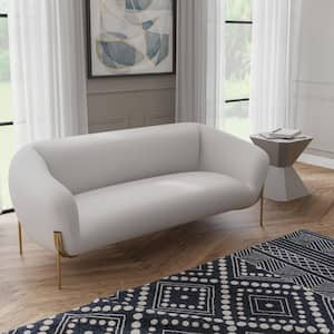 Zuno 78 in. Slope Arm Velvet Rectangle 3-Seater Sofa in. White