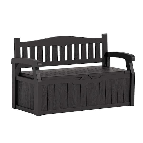 70 Gal. Black Water-Resistant Plastic Outdoor Storage Bench