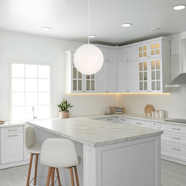 Designers Fountain - Circo 60-Watt 1-Light Matte White Modern Pendant Light with White Art Glass Shade and No Bulbs Included