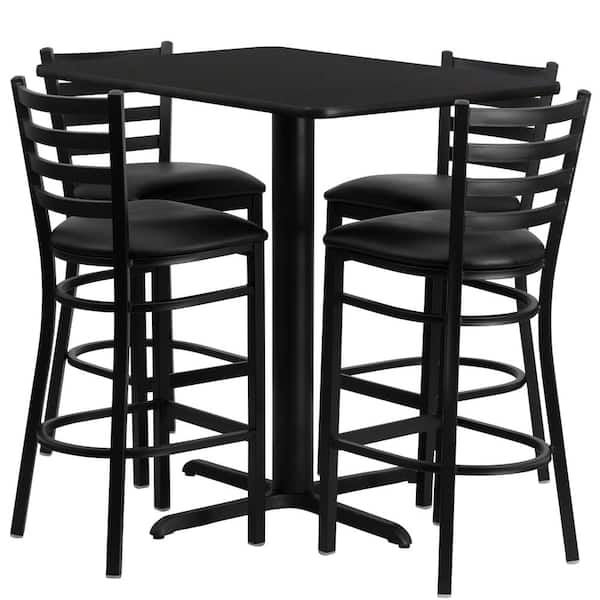 Carnegy Avenue 5-Piece Black Top/Black Vinyl Seat Table and chair set