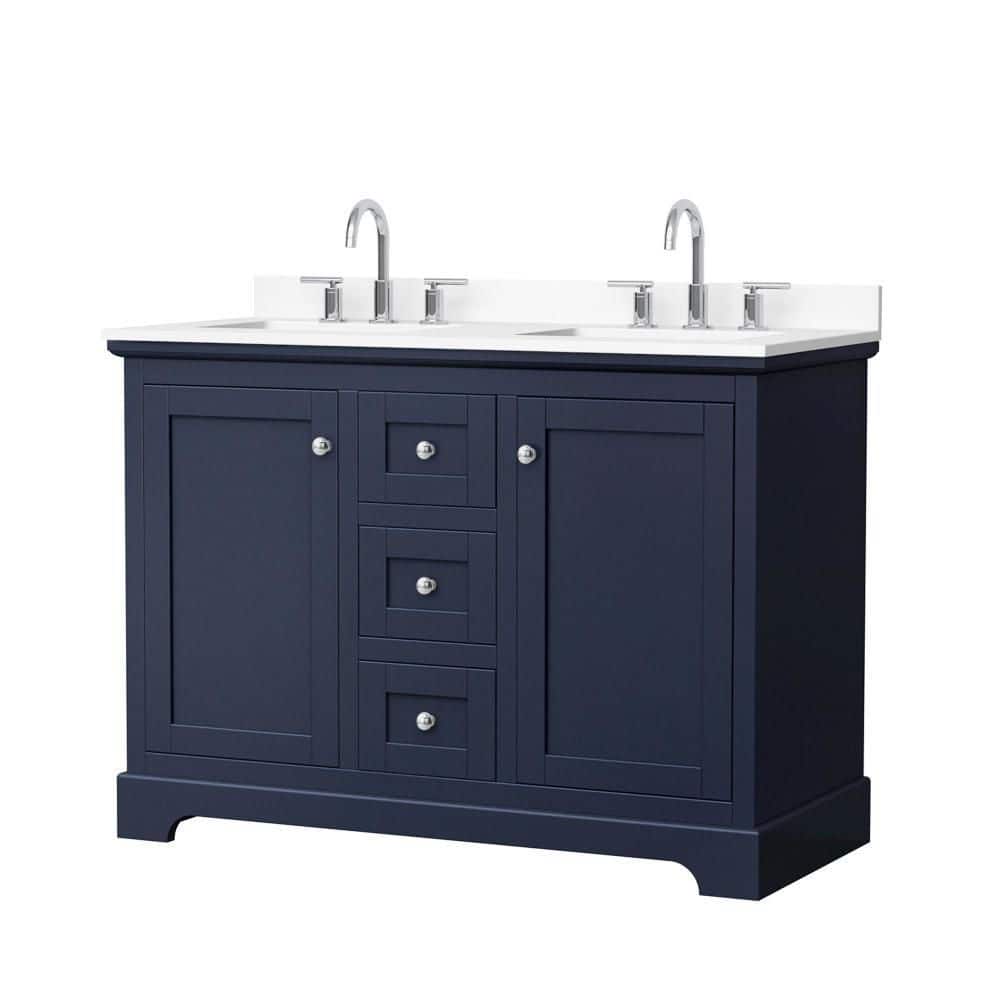 Avery 48 in. Double Freestanding Dark Blue Bath Vanity with Top price history on PriceWatchPro