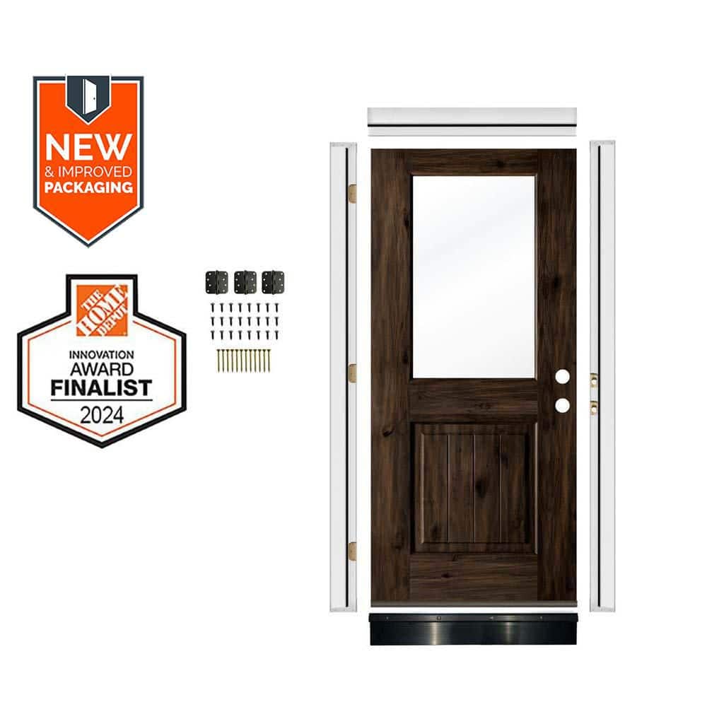 黒木周　Touch-128 IDEE Krosswood Doors 36in.x80in. LH Half-Lite VG Clear Glass Black