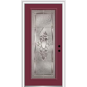 36 in. x 80 in. Heirlooms Left-Hand Inswing Full Lite Decorative Painted Steel Prehung Front Door on 4-9/16 in. Frame
