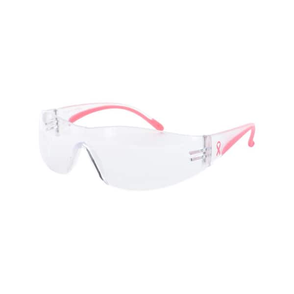 BOUTON Eva Women's Clear/Pink Anti-Scratch Coating Rimless Safety Glasses with Clear Lenses