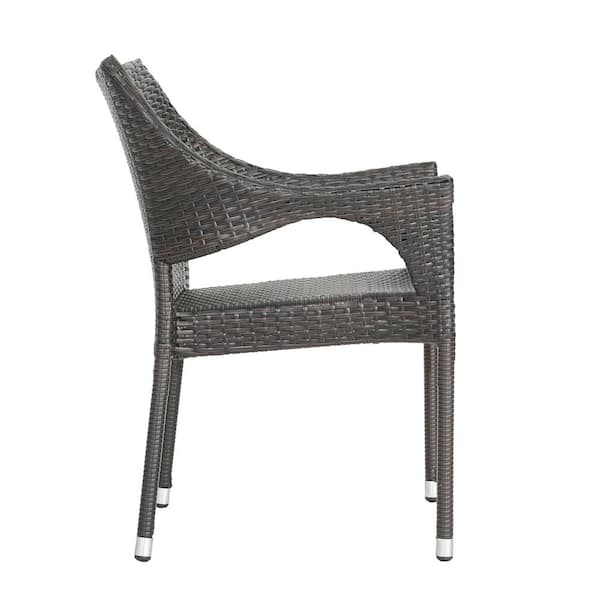 Laurent Multi-Brown 5-Piece Wood and Faux Rattan Outdoor Patio Dining Set