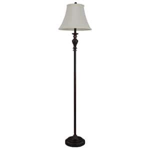 Height Decor Therapy Torchiere Floor Lamp Brushed Steel Faux Silk Shade 59 in 