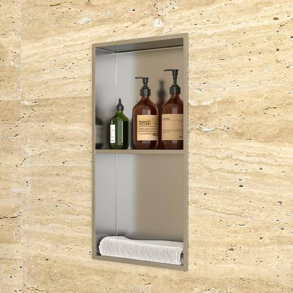 Lordear Shower Niche 36in x 12in Rectangle Double Bathroom Niche, Recessed  Wall Niche Insert for Bathroom Storage