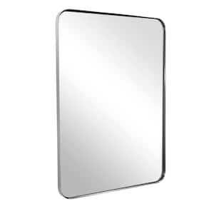 16 in. W x 24 in. H Rectangular Aluminum Alloy Frame with Inner Deep Design and Tempered Glass Wall Mirror in Silver