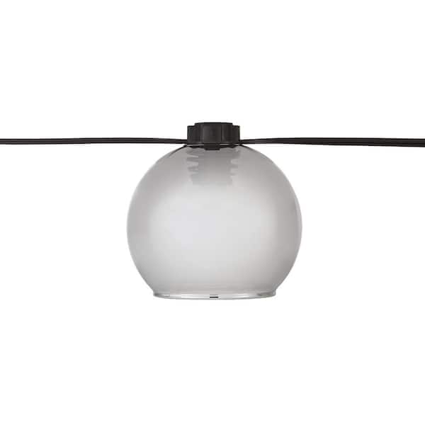 8-Light 10 ft. Black Indoor/Outdoor Plug-In String Light with Smoky Glass Shades and Incandescent Bulbs