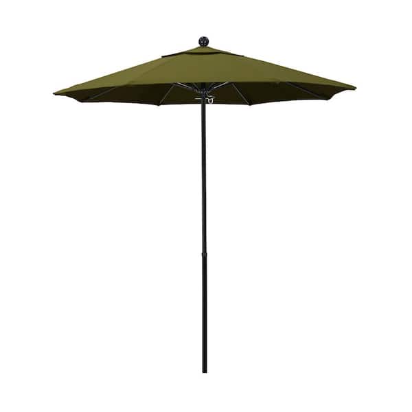 California Umbrella 7.5 ft. Black Complete Fiberglass Market Pulley Open Patio Umbrella in Palm Pacifica
