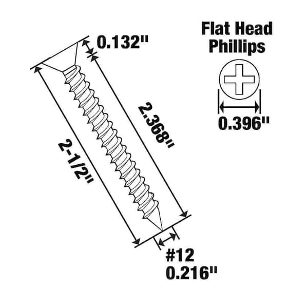 #12 x 2-1/2 in. Zinc Plated Phillips Flat Head Sheet Metal Screw (2-Pack)