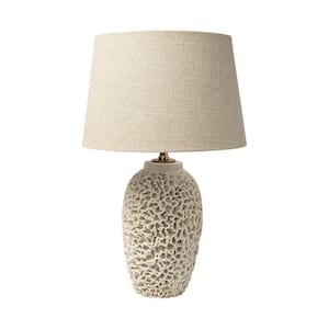 Charlie 26 in. Beige Integrated LED No Design Interior Lighting for Living Room with Beige Ceramic Shade
