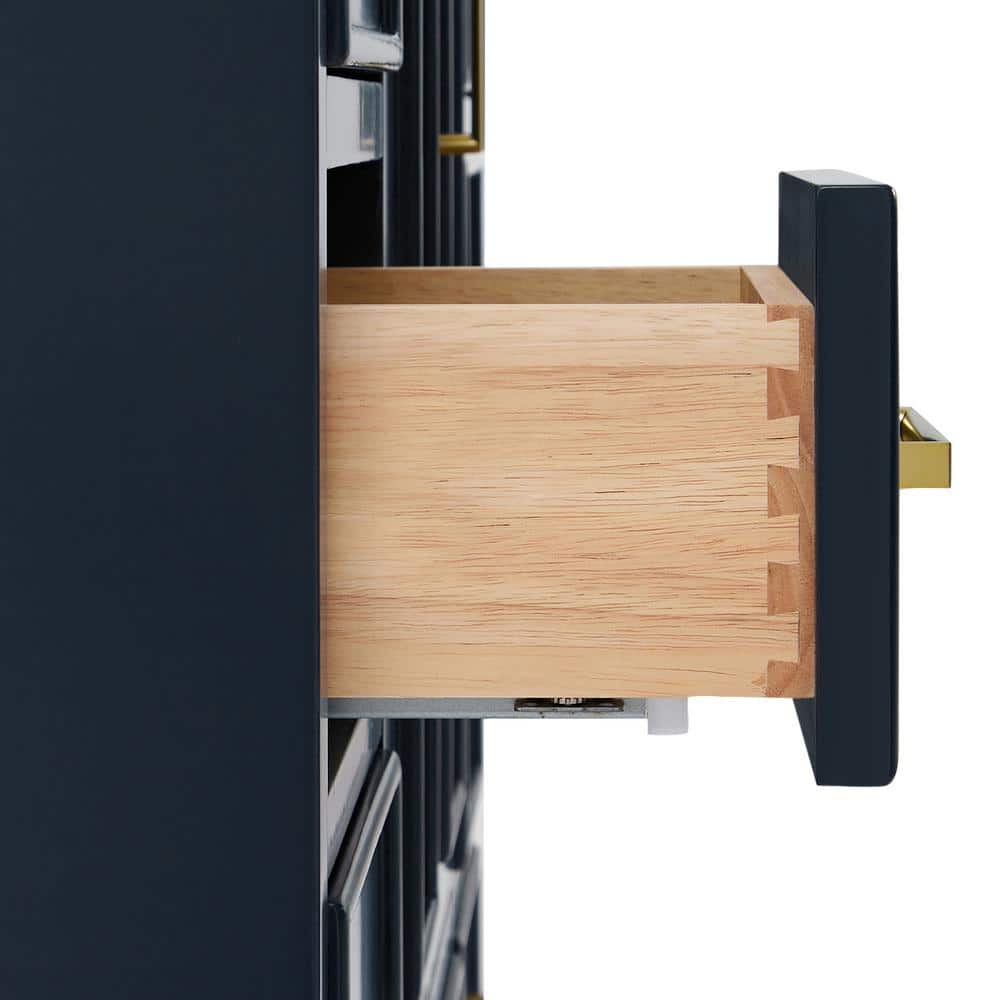 Midnight Blue 43" Freestanding Single Vanity Cabinet with Brass Hardware