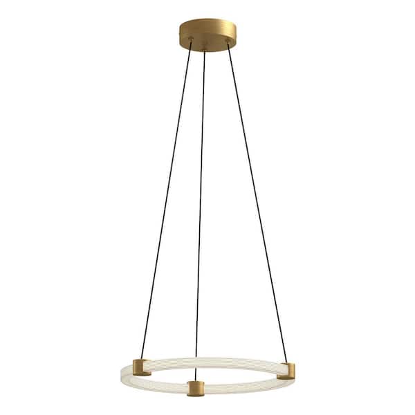 Bruni 16 in. 1 Light 22-Watt Brushed Gold Integrated LED Pendant Light