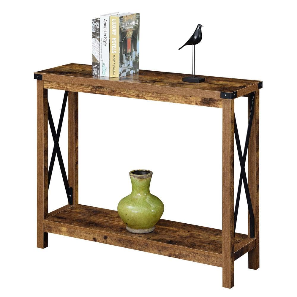 Barnwood Black 39'' Industrial Console Table with Storage Shelf