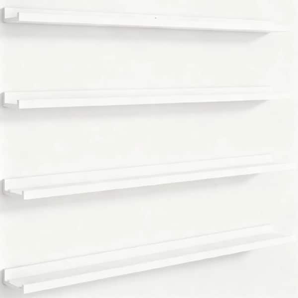 56 in.W x 4.4 in.D Floating Picture Ledge Shelves for Wall Set of 4,Wall Shelves with Lip,Decorative Wall Shelf,White