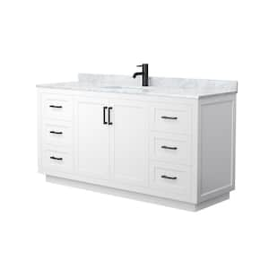 Miranda 66 in. W x 22 in. D x 33.75 in. H Single Bath Vanity in White with White Carrara Marble Top