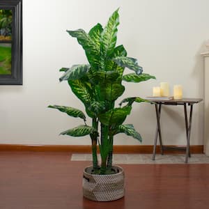 58 in. Artificial Wide Leaf Green Dieffenbachia Potted Plant