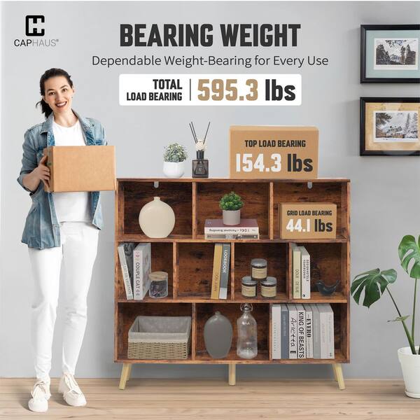 CAPHAUS 42.1 in. H x 47.2 in. W x 9.4 in. D Rustic Oak Wooden 10