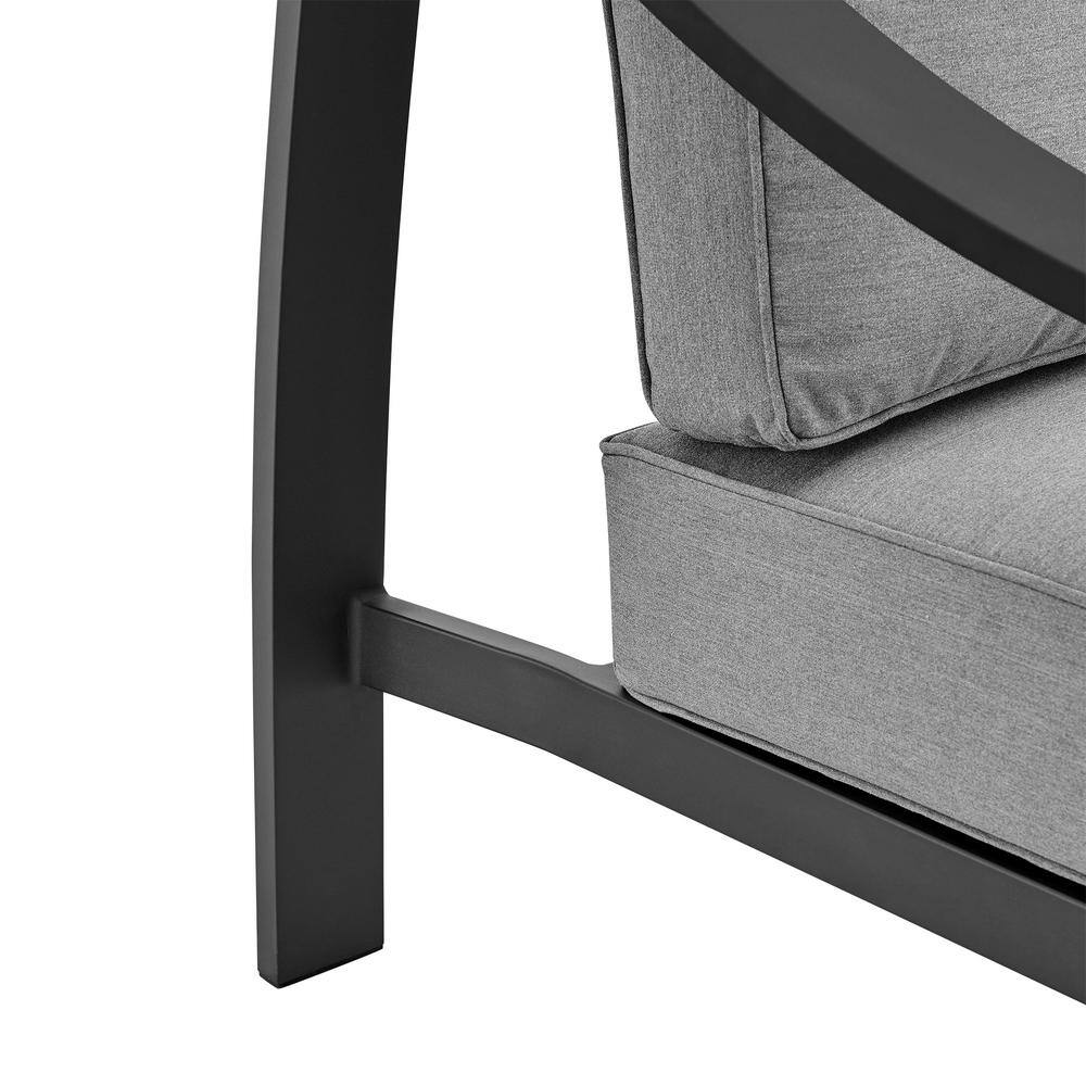 Koda Black Aluminum Outdoor Sofa with Gray Cushions