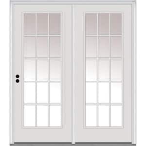68 in. x 80 in. Full Lite Primed Fiberglass Smooth Stationary Patio Glass Door Panel