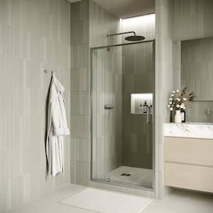 Lesina 32 in. W x 72 in. H Pivot Shower Door, CrystalTech Treated 1/4 in. Tempered Clear Glass, Polished Chrome Hardware