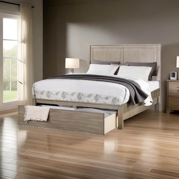 Benjara Kali Light Brown Wood Frame King Size Platform Bed