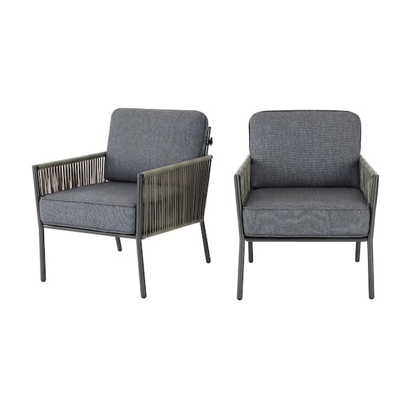 Hampton Bay Tolston Wicker Outdoor Patio Stationary Lounge Chairs with Charcoal Cushions (2-Pack)