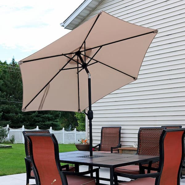 7.5 ft. Aluminum Market Tilt Patio Umbrella in Beige