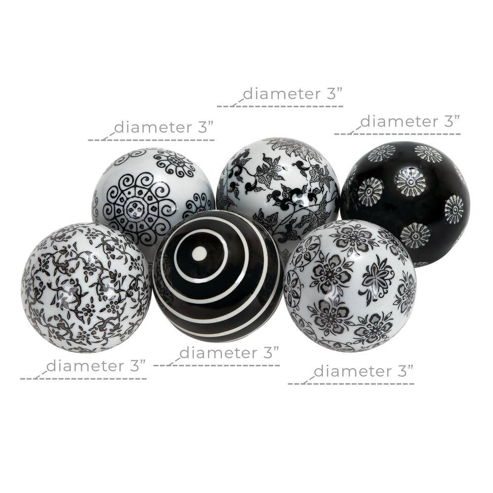 Black and White Ceramic Floral Pattern Vase Filler Set