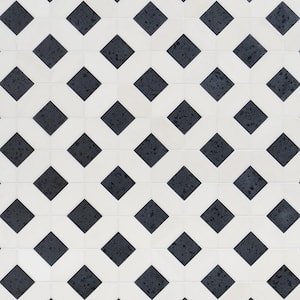 Lupa Diamond Pepper Black 12 in. x 12 in. Polished Marble and Terrazzo Mosaic Floor and Wall Tile (1 Sq. Ft./Each)