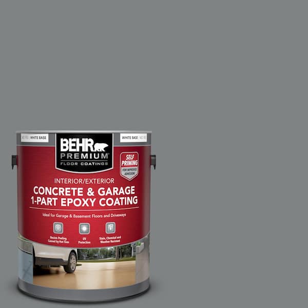 BEHR PREMIUM 1 gal. #PPU26-03 Legendary Gray Self-Priming 1-Part Epoxy Satin Interior/Exterior Concrete and Garage Floor Paint