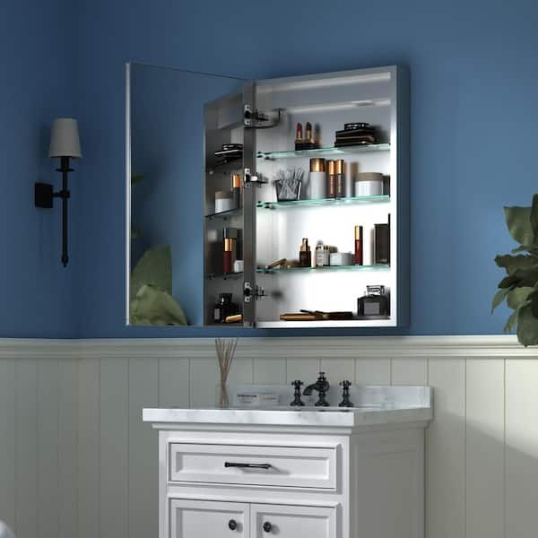 ExBrite Bathroom Light Narrow Medicine Cabinets with Vanity Mirror Recessed  or Surface 20 x 32 Inch 