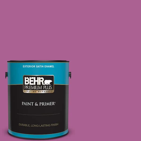 BEHR PREMIUM PLUS 1 gal. #680B-6 Exotic Bloom Satin Enamel Exterior Paint & Primer