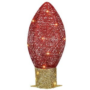 20 in. Pre-Lit Red Christmas Light Bulb Decoration