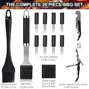 Black Cooking Accessories Heavy Duty BBQ Stainless Steel Grill Tools Set with Aluminum Storage Case (20-Piece)